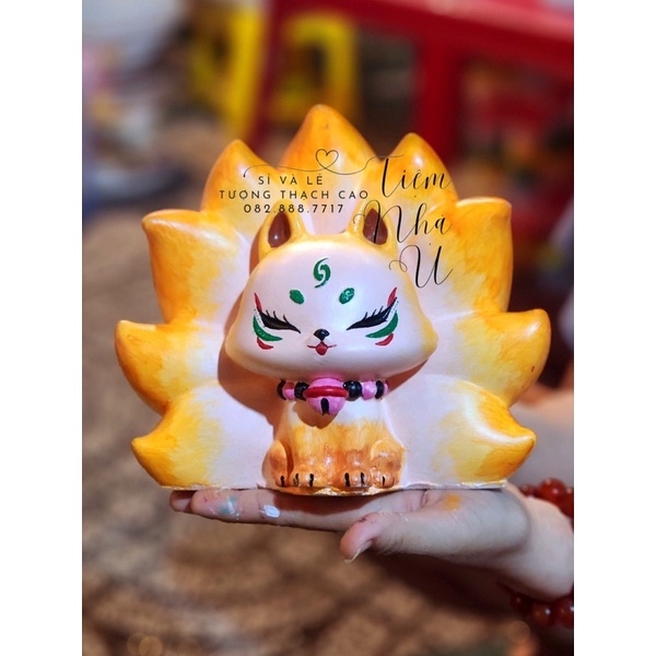 Tô tượng size đại hồ ly 9 đuôi cửu vỹ hồ size đại kèm màu acrylic và cọ