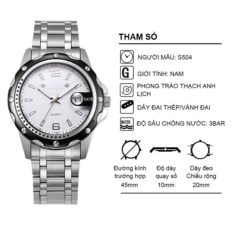 Đồng hồ nam chính hãng thời trang đồng hồ kim seiko chống nước Đồng hồ xem đồng hồ nam dây da