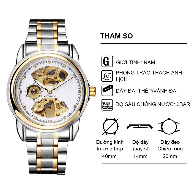 Đồng hồ cơ nam automatic dây da chống nước seiko chính hãng đồng hồ nam dây thép đồng hồ cơ