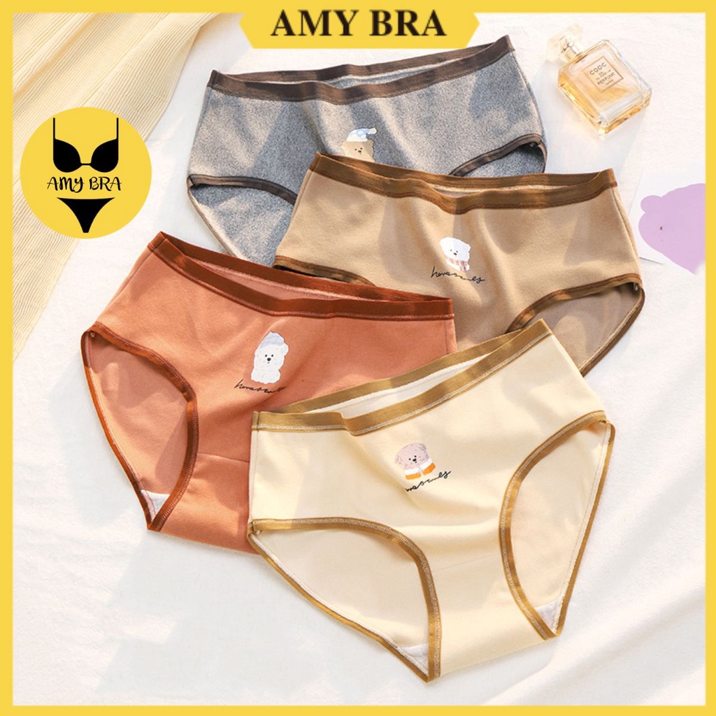 [Mã Inbau154 Giảm 15K Đơn 99K] Quần Lót Nữ Cotton Co Dãn Đáy May, Quần Chip Nữ Cạp Vừa Thấm Hút Mồ Hôi Tốt Amybra L4457