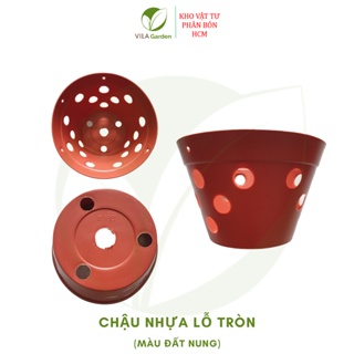 Chậu Nhựa Giả Đất Nung trồng lan, cây cảnh lỗ tròn F15 - F21