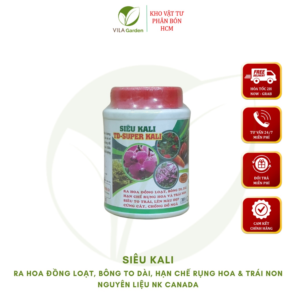 Phân Bón Super Kali lọ 100g, Siêu KALI giúp ra hoa đồng loạt, hoa đẹp màu, trái lớn nhanh