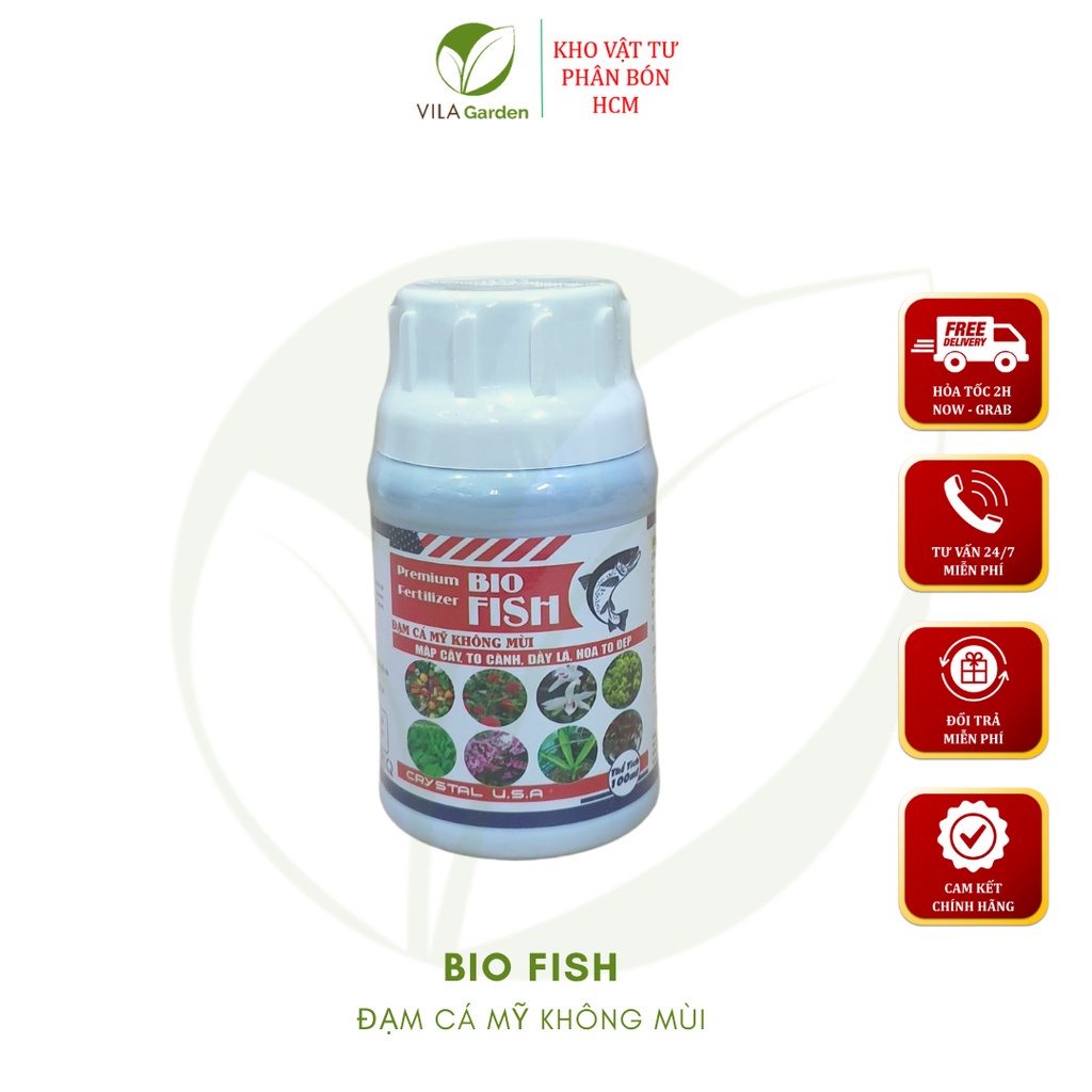Đạm cá Mỹ không mùi BIO FISH Bổ sung Axit amin, amino axit cho cây trồng, cân bằng pH (100ml)