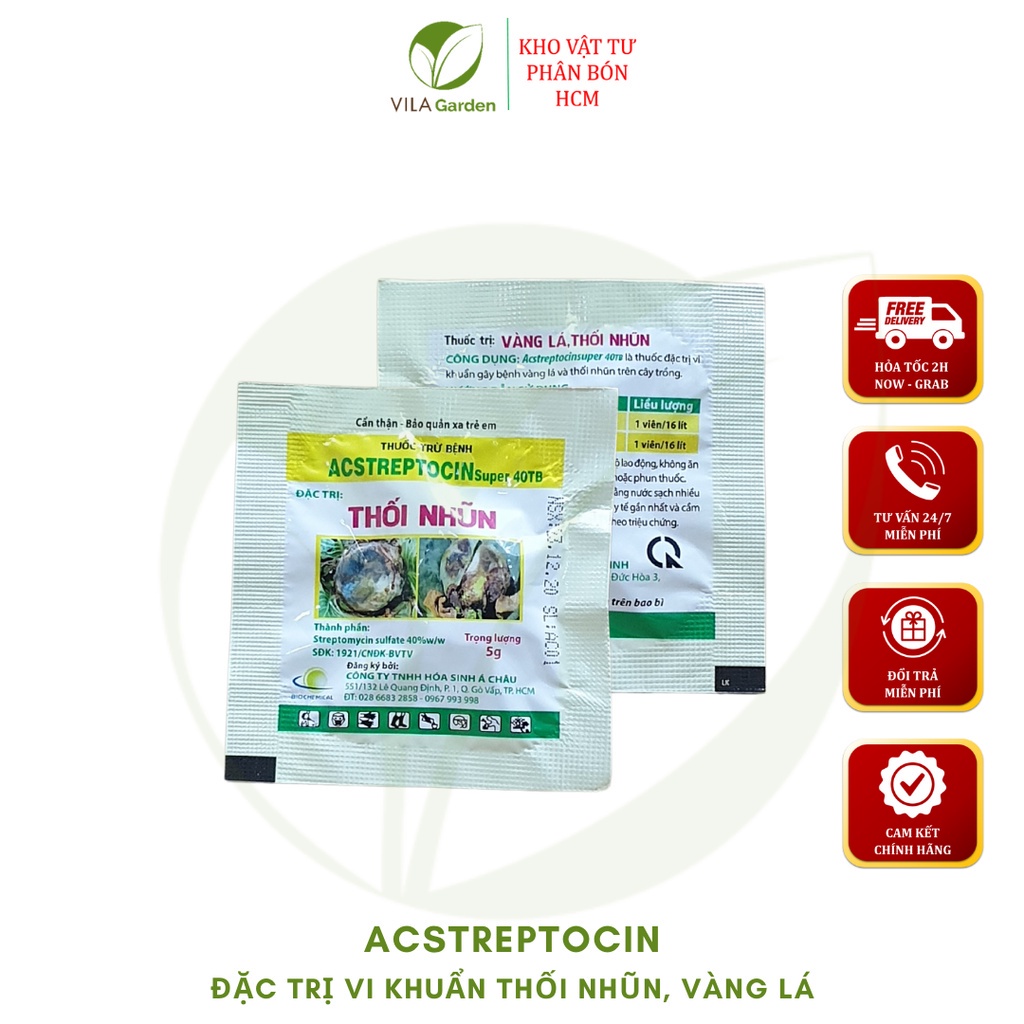 Thuốc Trừ Bệnh Thối Nhũn Vàng Lá - Thuốc Thối Nhũn ACSTREPTOCIN Super 40TB (Viên 5g)