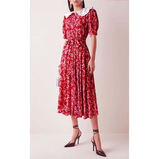 Đầm cổ sen viền bèo hoạ tiết hoa bi xinh xắn