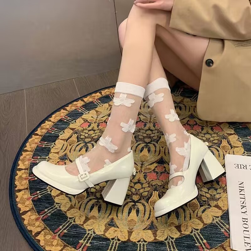 Giày cao gót giày da pháp gót chân mới