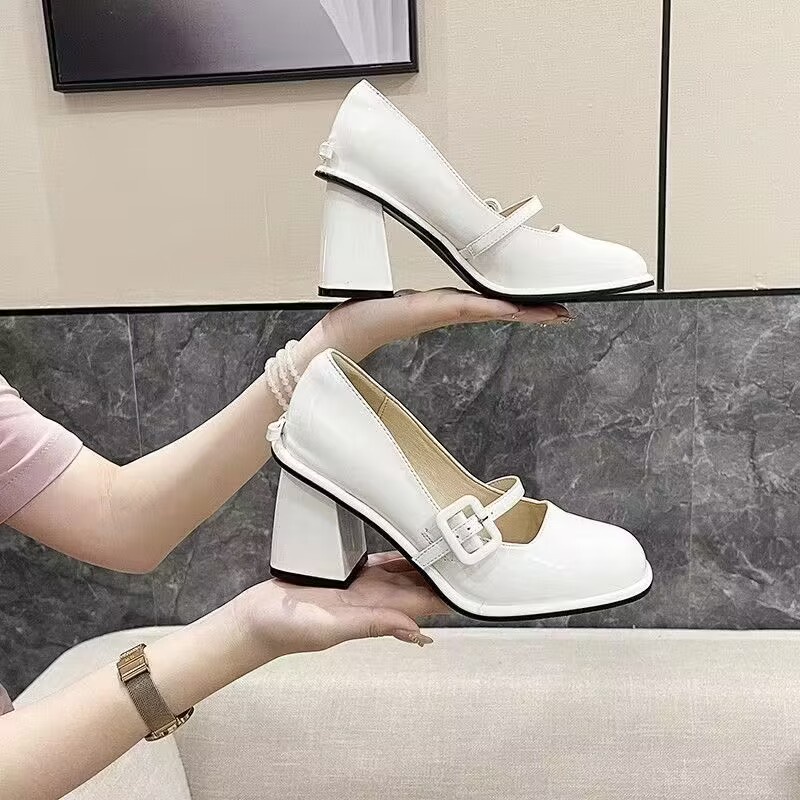 Giày cao gót giày da pháp gót chân mới