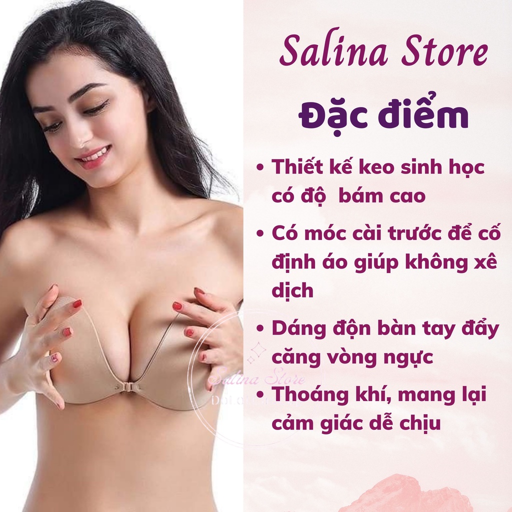 Áo dán ngực cài trước siêu nâng ngực siêu dính P29. Miếng dán ngực Silicon bàn tay hở lưng tạo khe P29 SALINA STOTRE