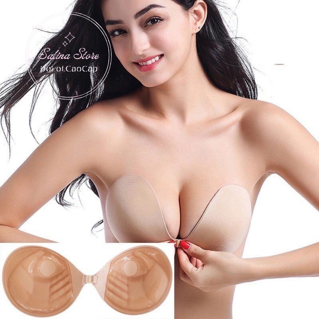 Áo dán ngực cài trước siêu nâng ngực siêu dính P29. Miếng dán ngực Silicon bàn tay hở lưng tạo khe P29 SALINA STOTRE