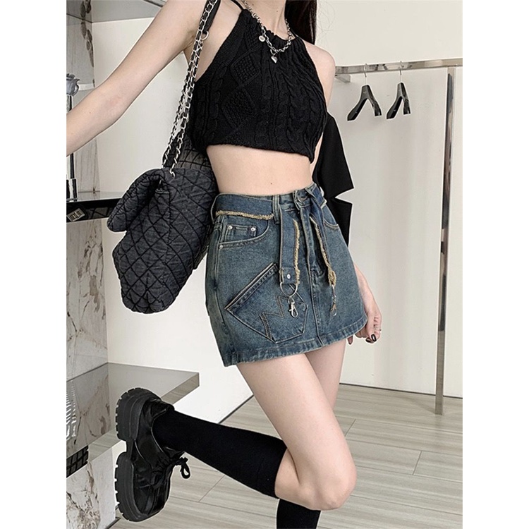 Jiashucheng Chân Váy Denim Lưng Cao Dáng Ôm Cỡ Lớn Thời Trang Mùa Hè Mới Cho Nữ