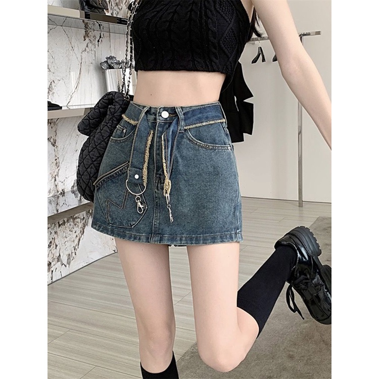 Jiashucheng Chân Váy Denim Lưng Cao Dáng Ôm Cỡ Lớn Thời Trang Mùa Hè Mới Cho Nữ