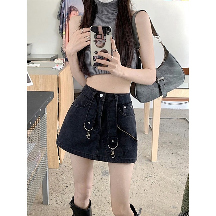 Jiashucheng Chân Váy Denim Lưng Cao Dáng Ôm Cỡ Lớn Thời Trang Mùa Hè Mới Cho Nữ