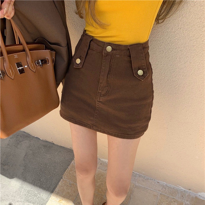 Chân Váy Denim Chữ a Lưng Cao Ôm Hông Chống Chói Phong Cách Retro Hàn Quốc Thời Trang Mùa Hè Dành Cho Nữ