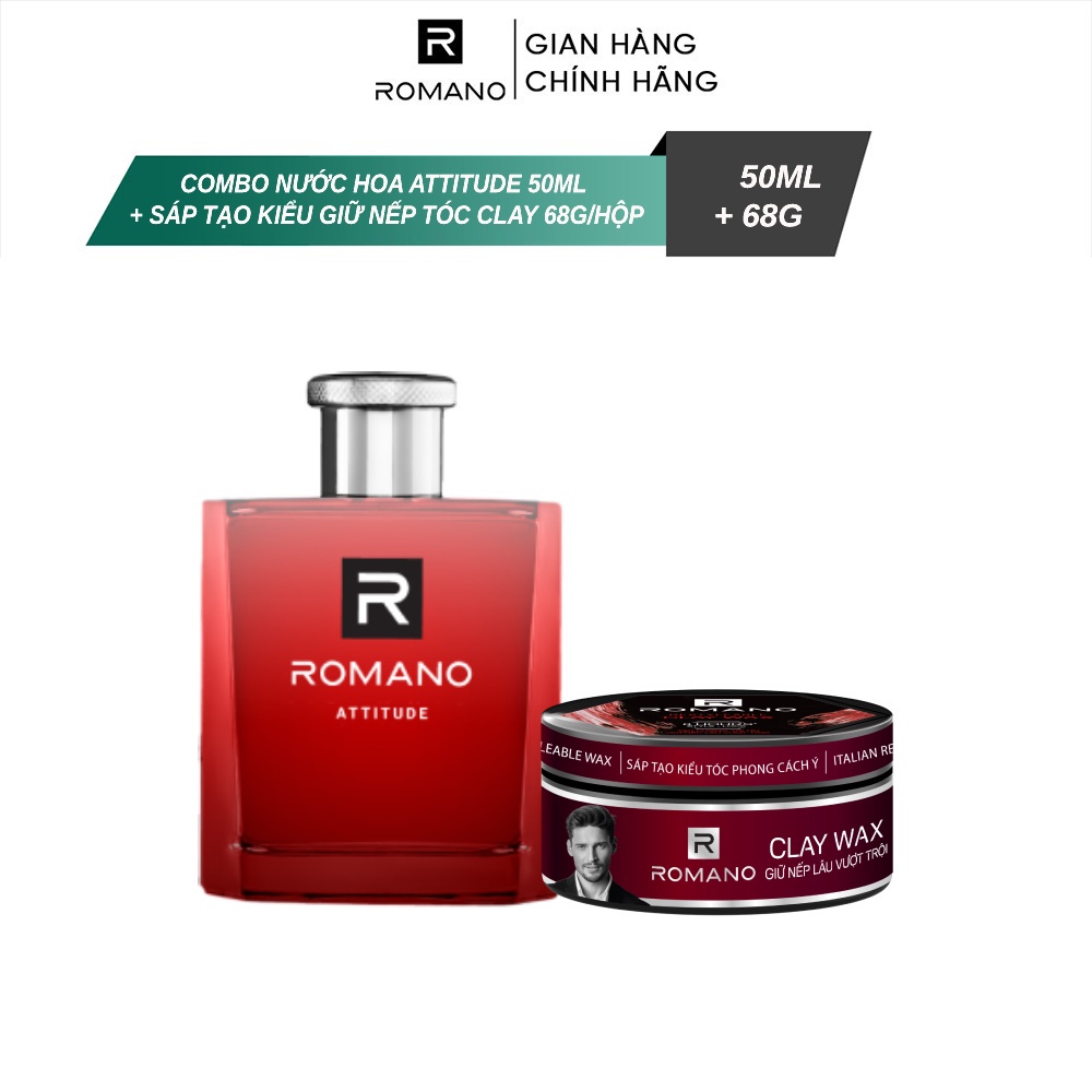 Comno nước hoa Romano 50ml/chai + Sáp tạo kiểu giữ nếp tóc Romano Restyleable Wax 68g/hộp