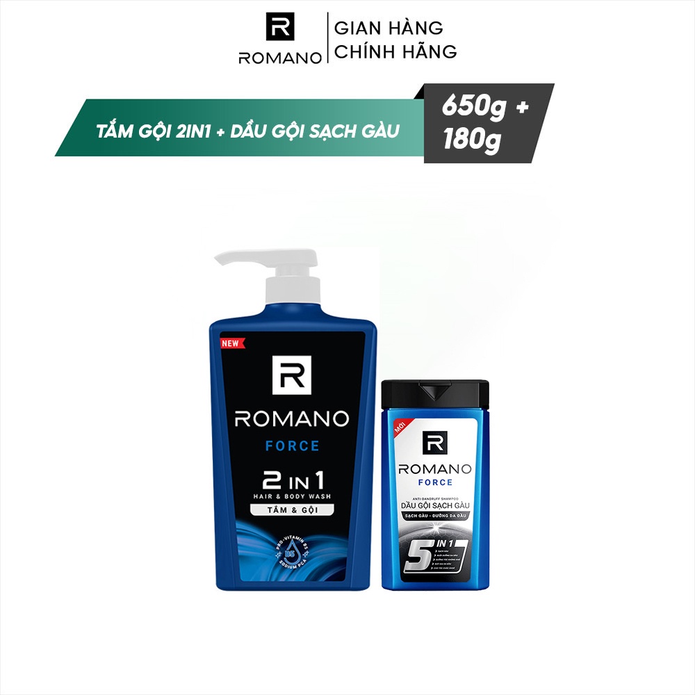 [Gift] Tắm gội 2in1 Romano 650g + Dầu gội sạch gàu 150g