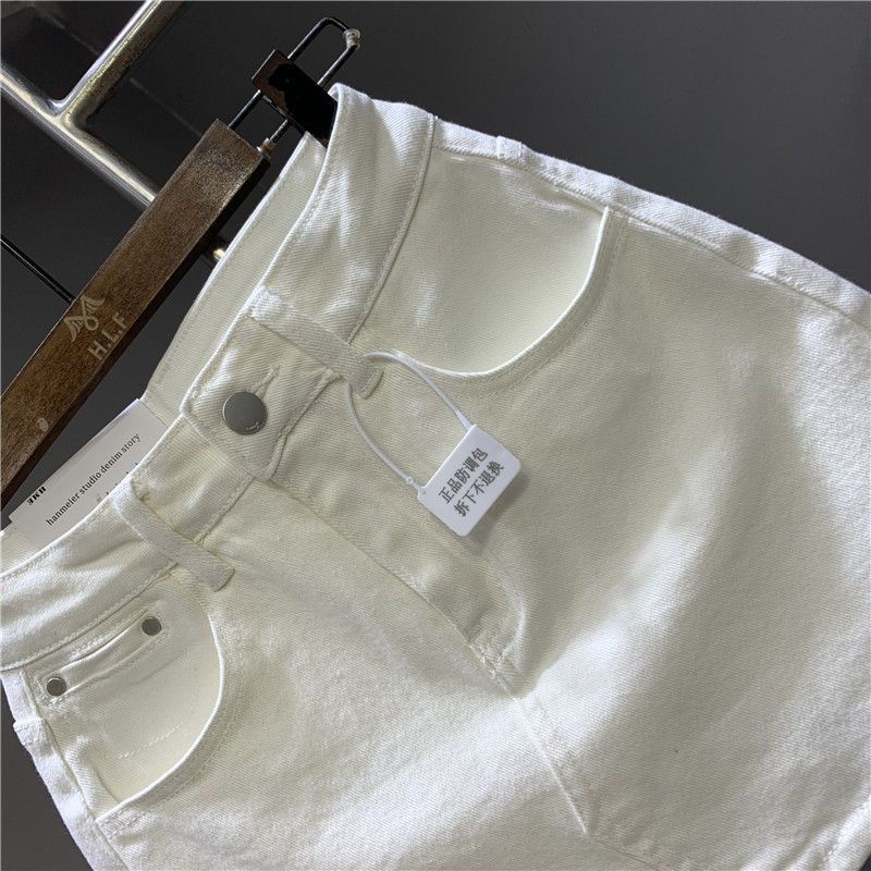 Jiashucheng Chân Váy Denim Trắng Dáng Chữ A Thời Trang Mùa Hè Mới Dễ Phối Đồ