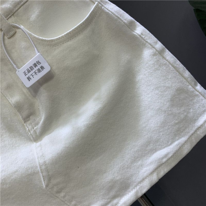 Jiashucheng Chân Váy Denim Trắng Dáng Chữ A Thời Trang Mùa Hè Mới Dễ Phối Đồ