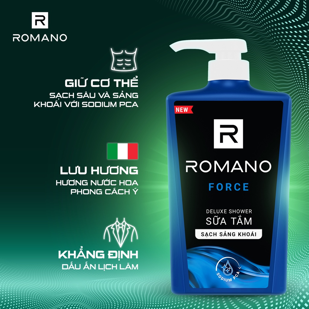 Combo Dầu gội và Sữa tắm cao cấp Romano 650g/chai Force