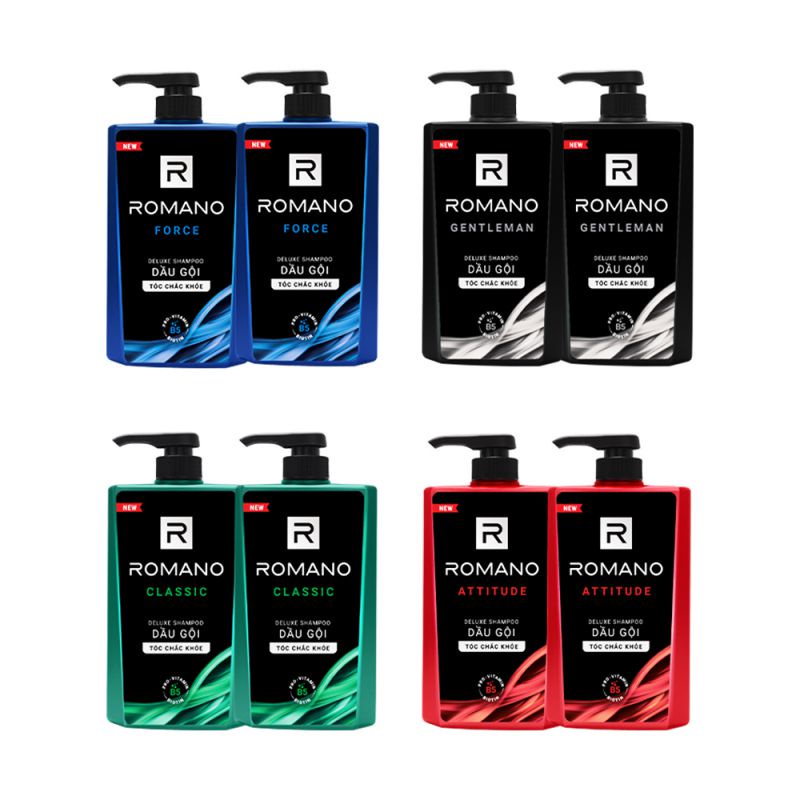 Combo 2 Dầu gội Romano hương nước hoa Attitude/Gentleman/Force/Classic 650g/chai - 4 Mùi hương có sẵn