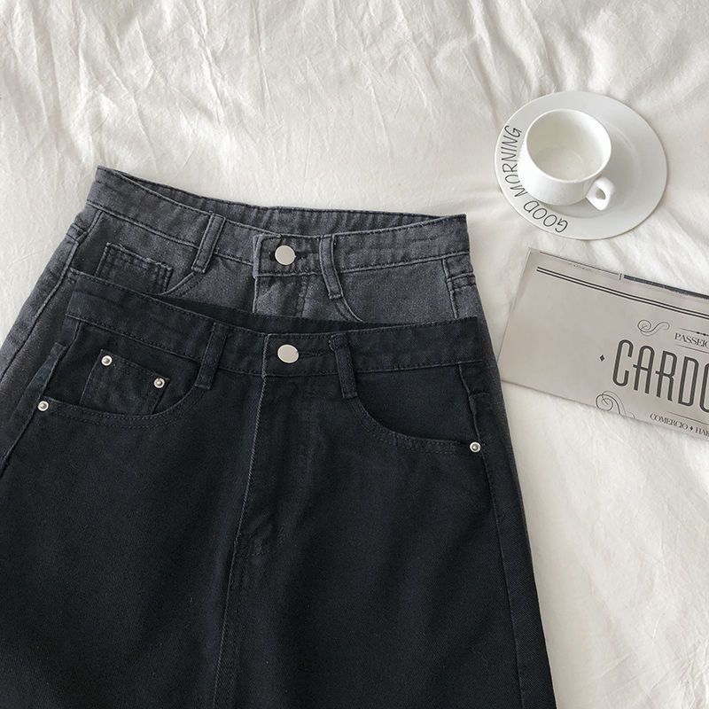 Jiashucheng Chân Váy Denim Đen Dáng Chữ a Lưng Cao Thời Trang Mùa Hè Cho Nữ
