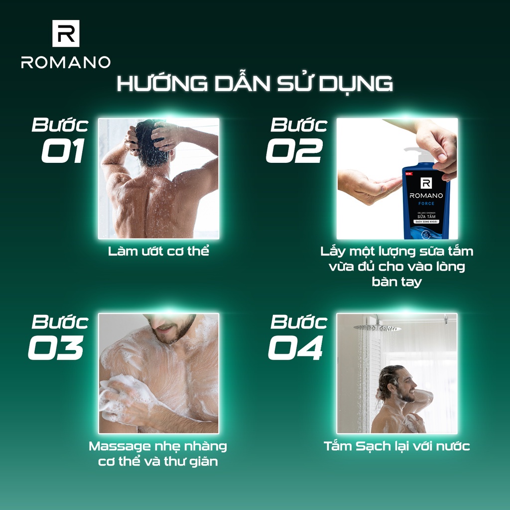Combo 2 Tắm gội 2 trong 1 Romano Attitude/Gentleman/Force/Classic 2in1 650g/chai - 4 Mùi hương có sẵn