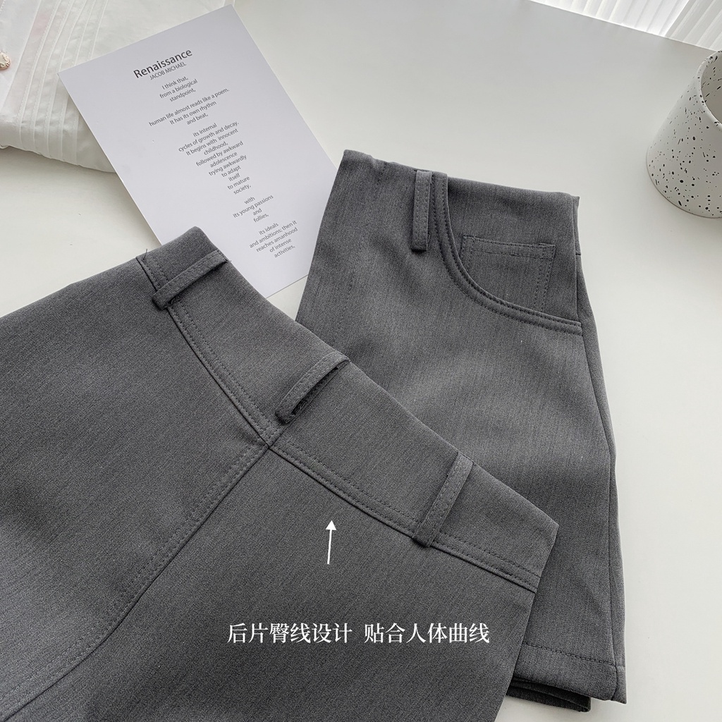 Jiashucheng Chân Váy Chữ a Ngắn Lưng Cao Màu Xám Chống Chói Dễ Phối Đồ Thời Trang Mùa Hè Kiểu Mới