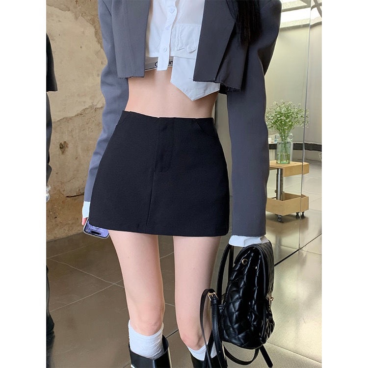 Jiashucheng Chân Váy Chữ a Lưng Cao Màu Xám Thời Trang Xuân Hè Phong Cách Mới Cho Nữ