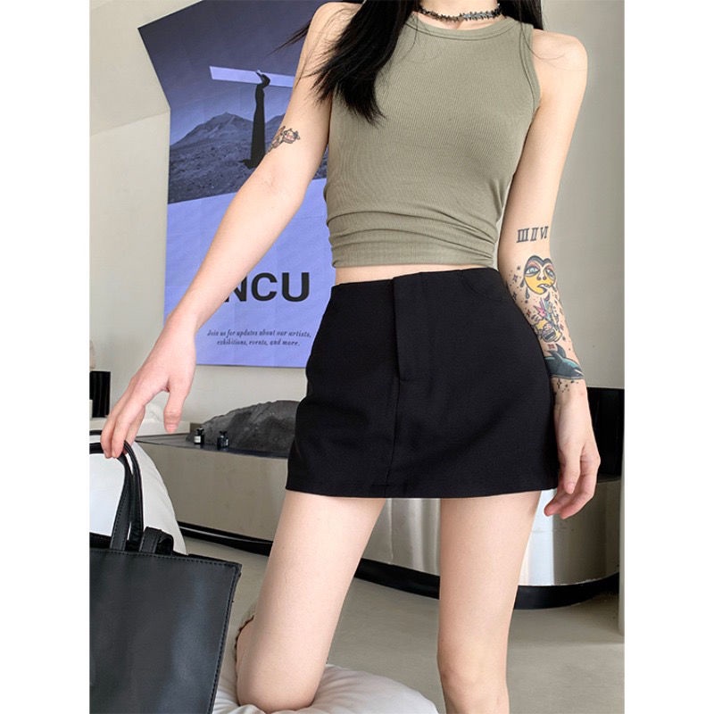 Jiashucheng Chân Váy Chữ a Lưng Cao Màu Xám Thời Trang Xuân Hè Phong Cách Mới Cho Nữ