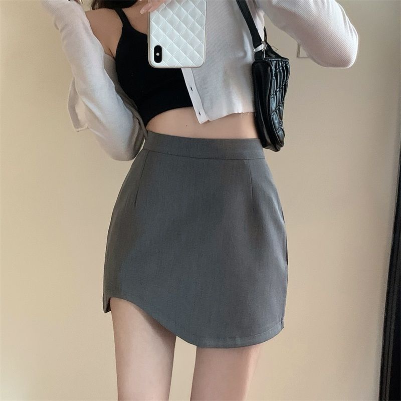 Jiashucheng Chân Váy Ngắn Dáng Chữ A Lưng Cao Ôm Dáng Không Đối Xứng Phong Cách Mùa Xuân Mới Cho Nữ