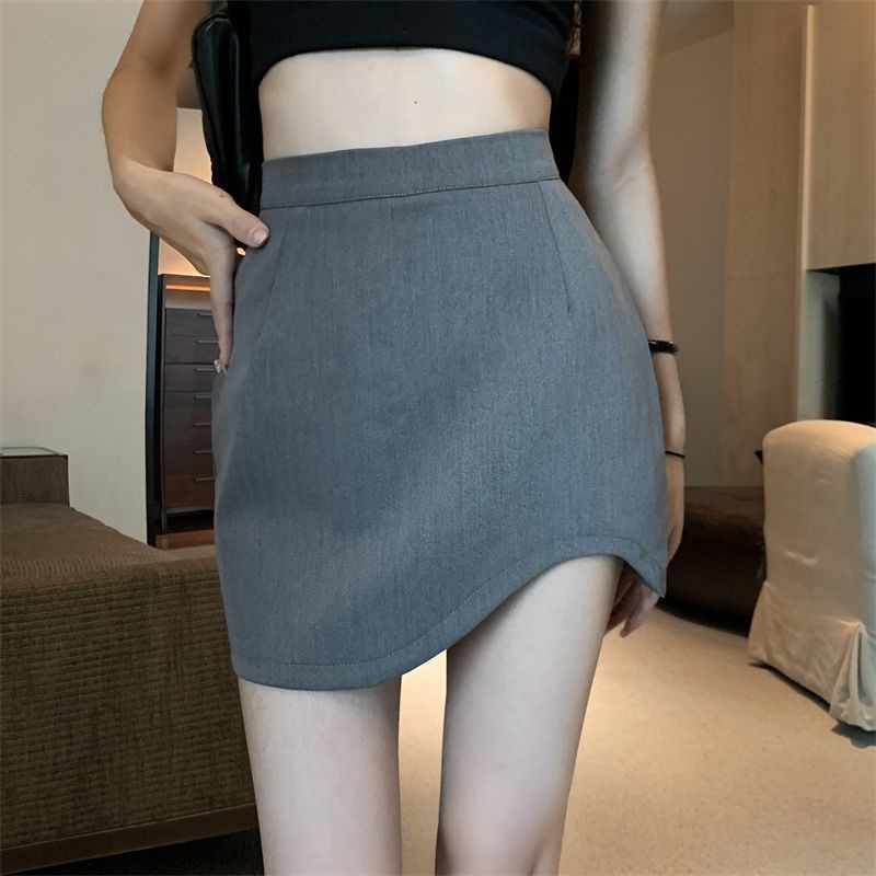 Jiashucheng Chân Váy Ngắn Dáng Chữ A Lưng Cao Ôm Dáng Không Đối Xứng Phong Cách Mùa Xuân Mới Cho Nữ