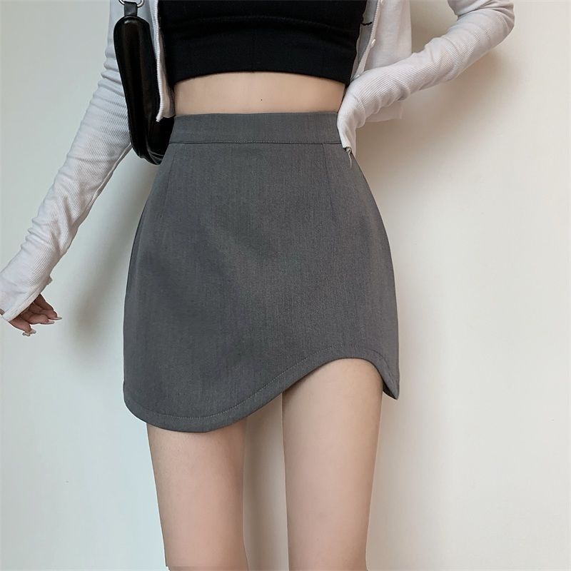 Jiashucheng Chân Váy Ngắn Dáng Chữ A Lưng Cao Ôm Dáng Không Đối Xứng Phong Cách Mùa Xuân Mới Cho Nữ