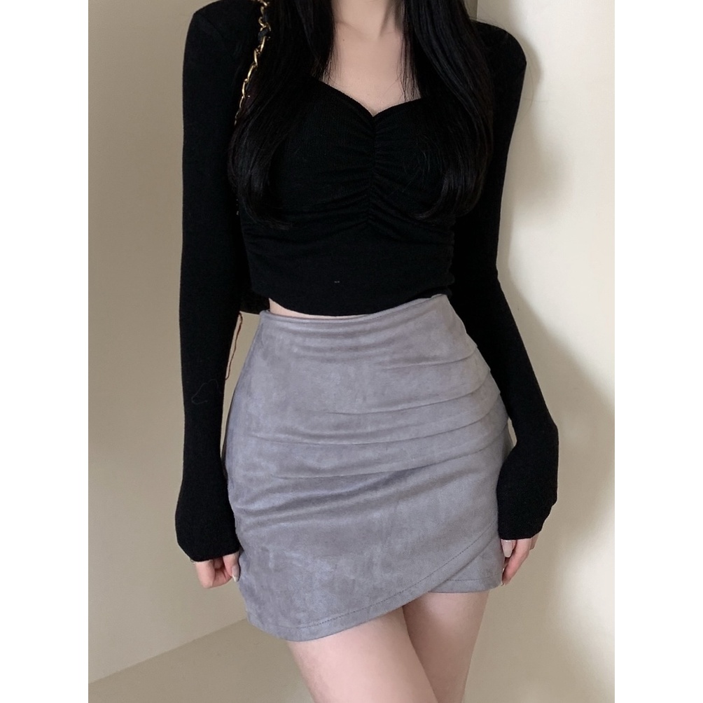 Jiashucheng Chân Váy Ngắn Xếp Ly Ôm Hông Eo Cao Thời Trang Xuân Thu Phong Cách Hàn Quốc Mới Dành Cho Bạn Nữ