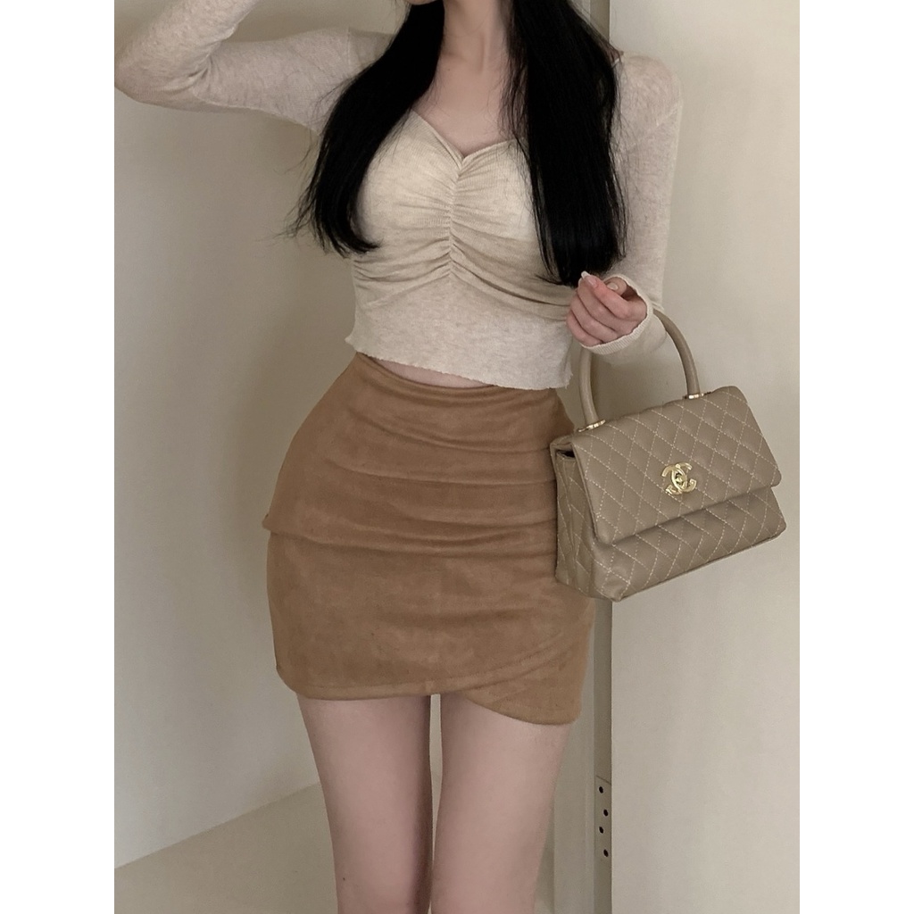 Jiashucheng Chân Váy Ngắn Xếp Ly Ôm Hông Eo Cao Thời Trang Xuân Thu Phong Cách Hàn Quốc Mới Dành Cho Bạn Nữ