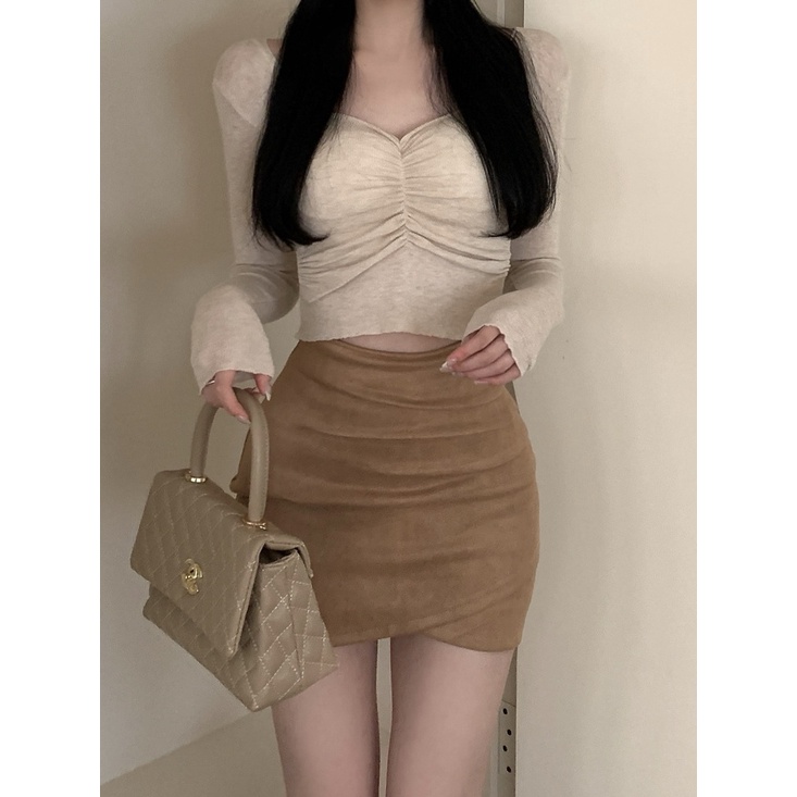Jiashucheng Chân Váy Ngắn Xếp Ly Ôm Hông Eo Cao Thời Trang Xuân Thu Phong Cách Hàn Quốc Mới Dành Cho Bạn Nữ