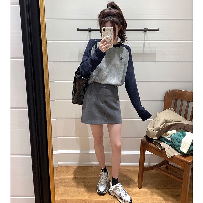 Jiashucheng Chân Váy Chữ A Lưng Cao Dáng Ôm Màu Xám Thời Trang Mùa Hè Hàng Mới Dành Cho Bạn Nữ