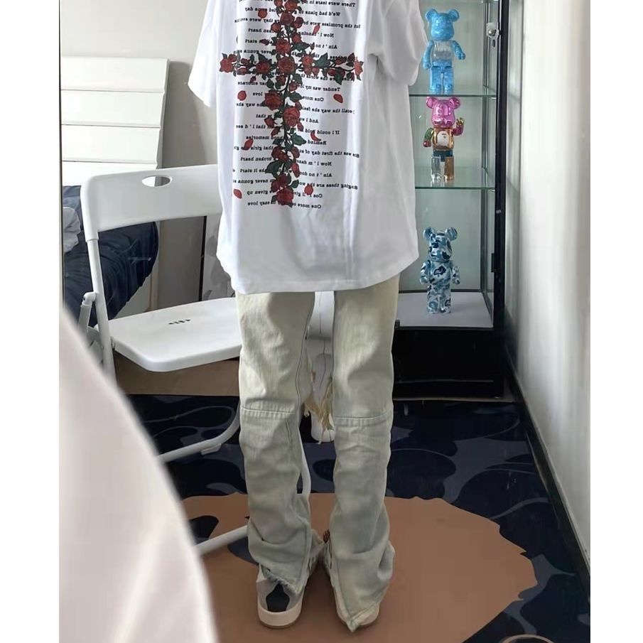 Jiashucheng Quần Jean Rách Dáng Suông Cao Cấp Phong Cách Đường Phố Mỹ Mùa Hè Mới Cho Nữ