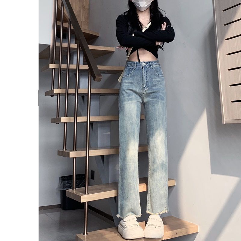 Jiashucheng Quần Jean Baguette Eo Cao Dáng Sờn Phong Cách Xuân Hè Mới Cho Nữ