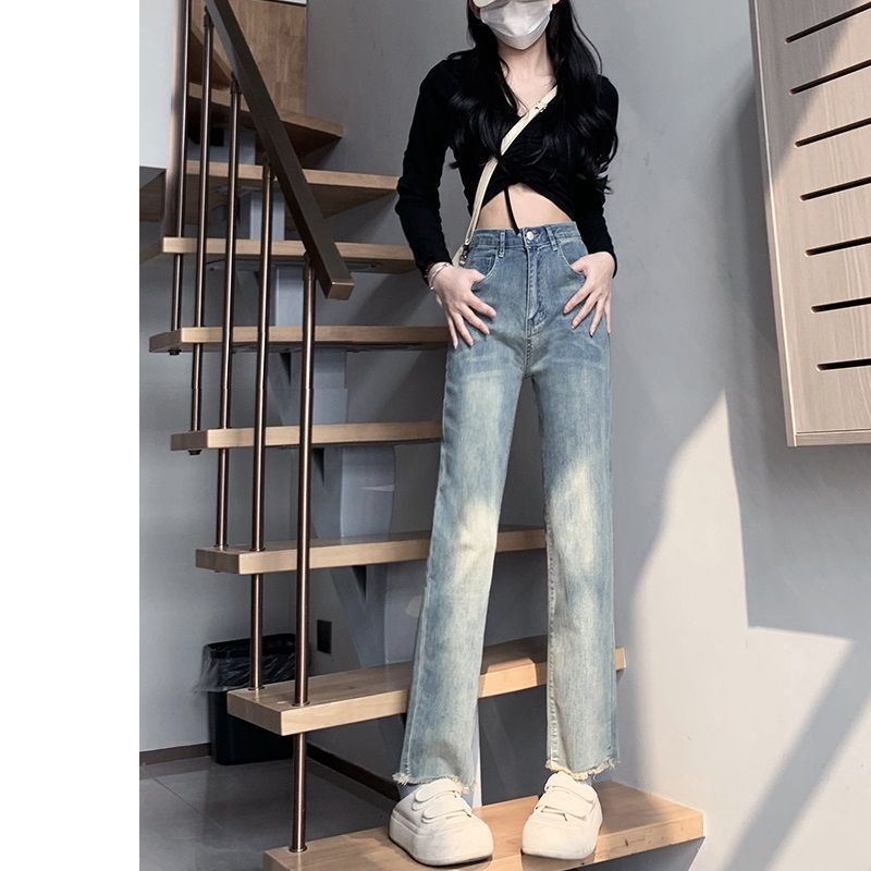 Jiashucheng Quần Jean Baguette Eo Cao Dáng Sờn Phong Cách Xuân Hè Mới Cho Nữ