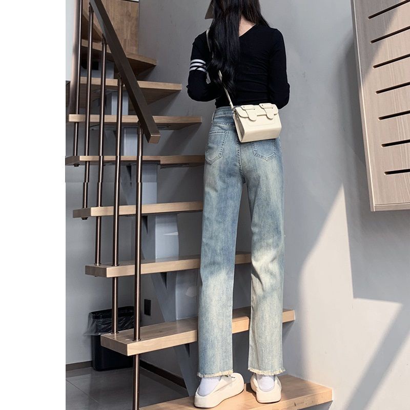 Jiashucheng Quần Jean Baguette Eo Cao Dáng Sờn Phong Cách Xuân Hè Mới Cho Nữ