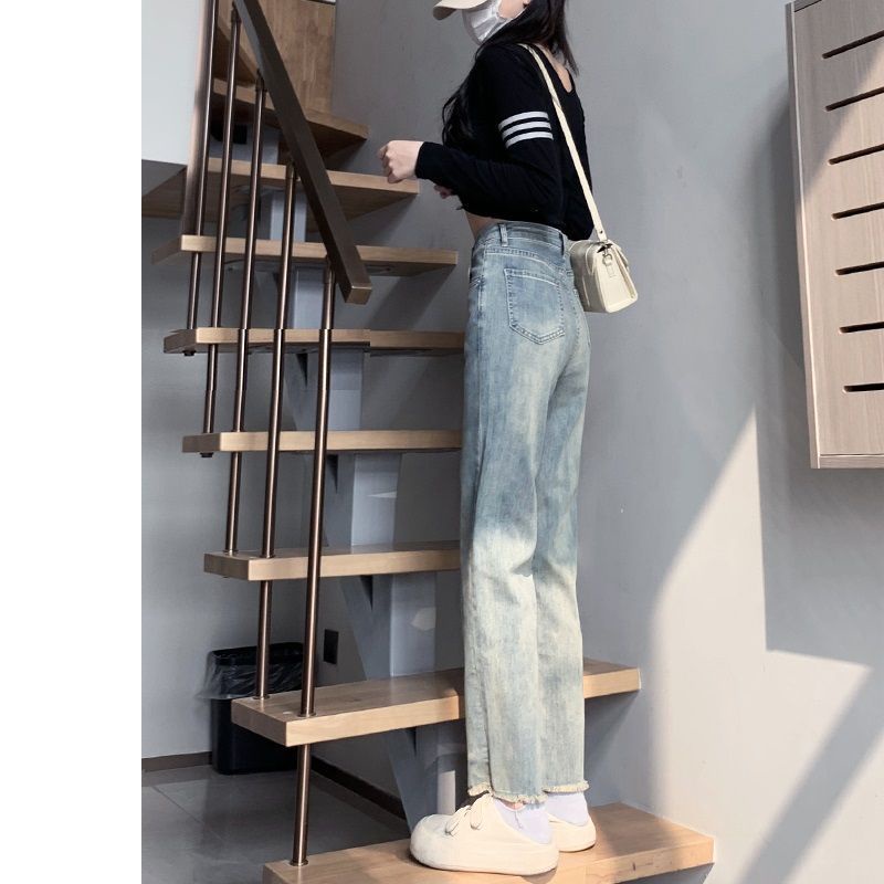 Jiashucheng Quần Jean Baguette Eo Cao Dáng Sờn Phong Cách Xuân Hè Mới Cho Nữ