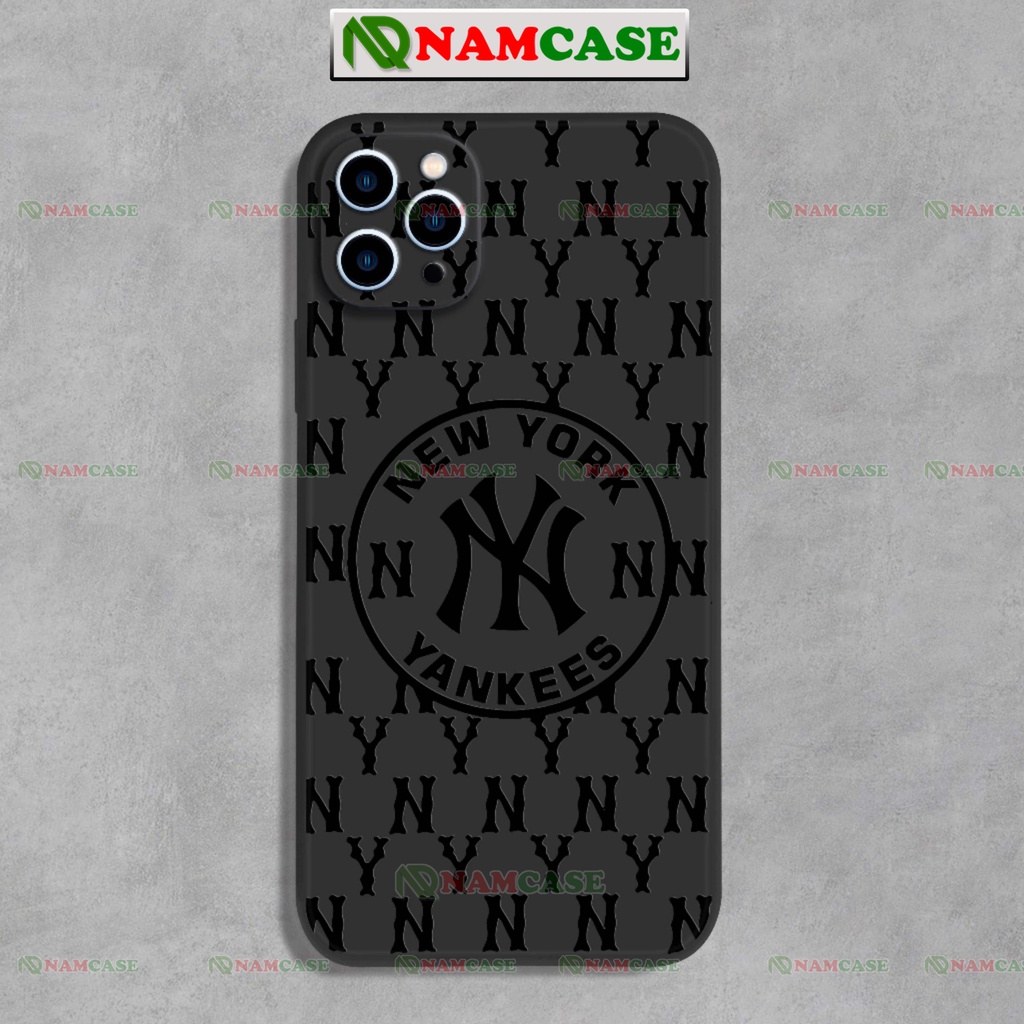 Ốp lưng iphone ny newyork yeankees in nổi 3d màu đen cạnh vuông silicon dẻo ip 6/6s/7/8/X/XS/11/12/13/14 Pro Plus Max