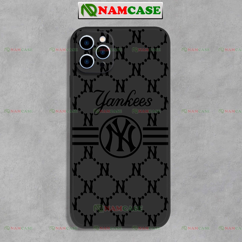 Ốp lưng iphone ny newyork yeankees in nổi 3d màu đen cạnh vuông silicon dẻo ip 6/6s/7/8/X/XS/11/12/13/14 Pro Plus Max