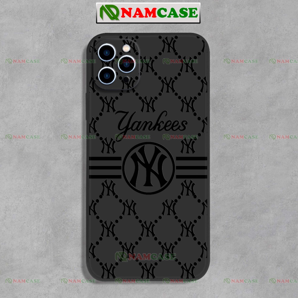 Ốp lưng iphone ny newyork yeankees in nổi 3d màu đen cạnh vuông silicon dẻo ip 6/6s/7/8/X/XS/11/12/13/14 Pro Plus Max