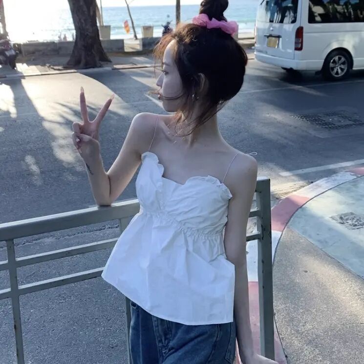 Jiashucheng Áo Ống Ngắn Nhỏ Thiết Kế Mùa Hè Cho Nữ Niche Nấm Mép