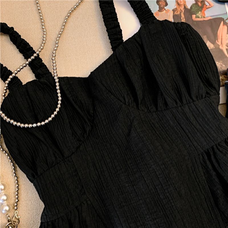 Jiashucheng Áo Hai Dây Dáng Ngắn Hở Vai Phong Cách Pháp Thời Trang Mùa Hè Quyến Rũ Dành Cho Nữ