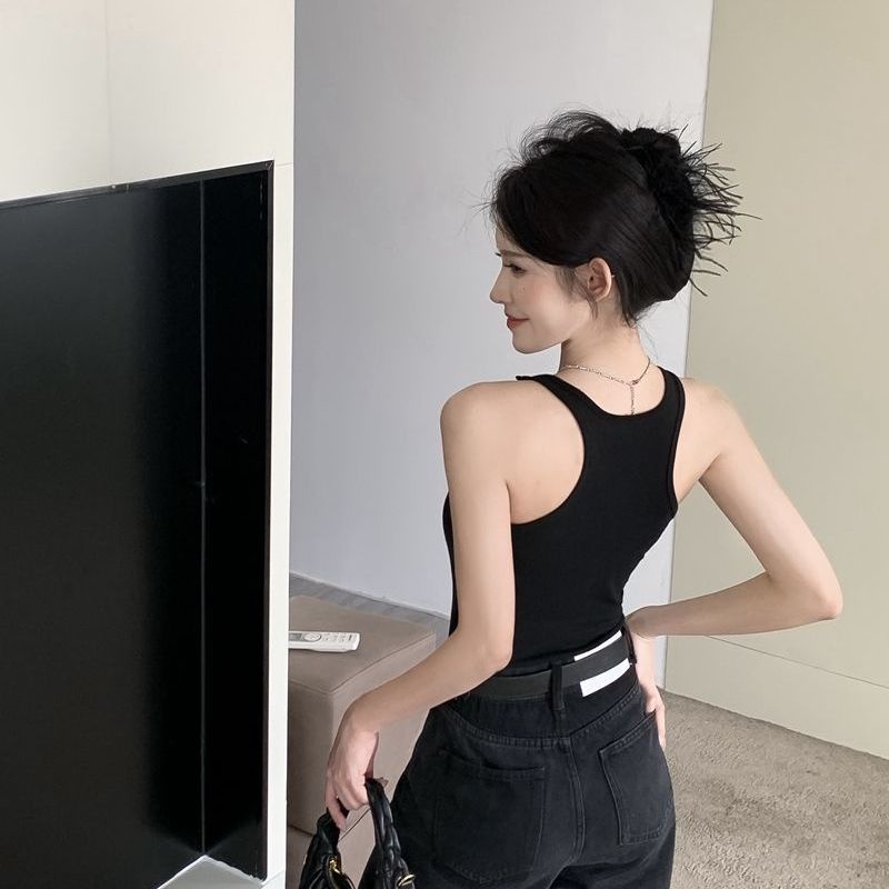 Jiashucheng Áo Ống Ngắn Hai Dây Mỏng Màu Trơn Thời Trang Mùa Hè Cho Nữ