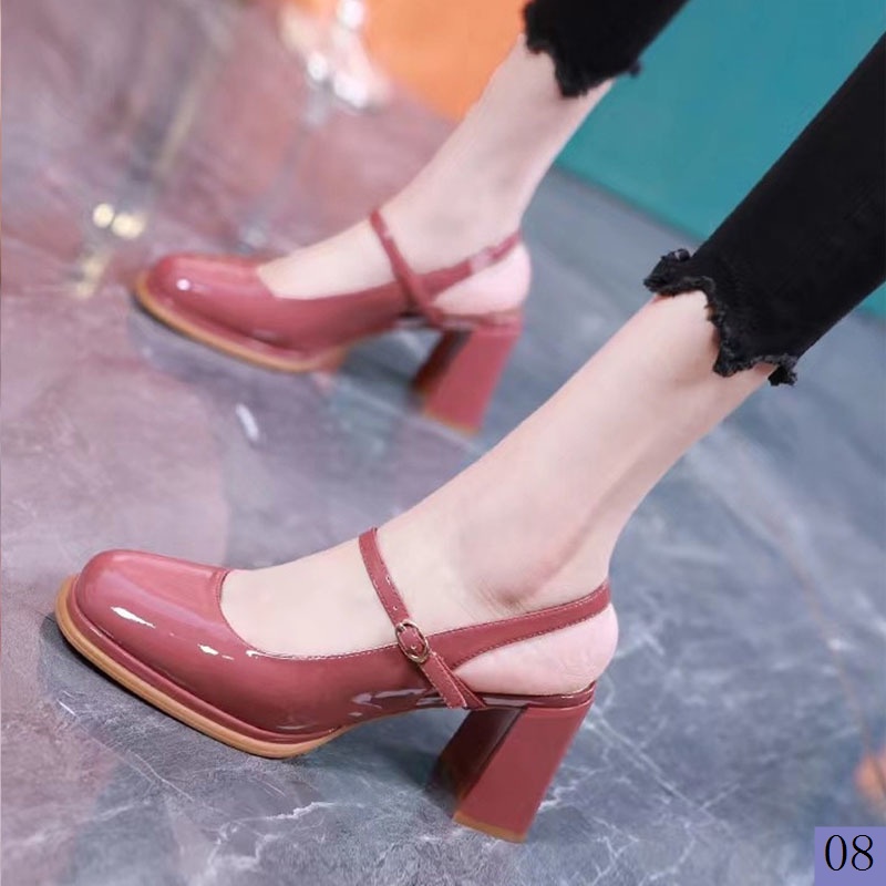 Giày Sandal Cao Gót Bằng Da Thật Đế Dày Chống Nước Có Khóa Cài Thời Trang Mùa Hè 2023 Dành Cho Bạn Nữ