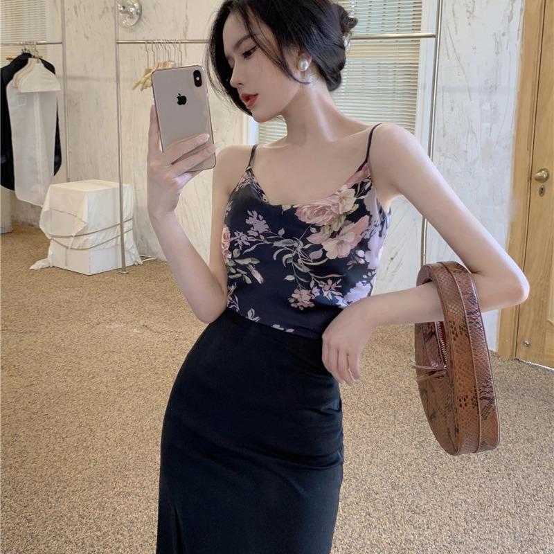 Jiashucheng Áo Hai Dây Họa Tiết Hoa Phong Cách Pháp Cổ Điển Hợp Thời Trang Cho Nữ