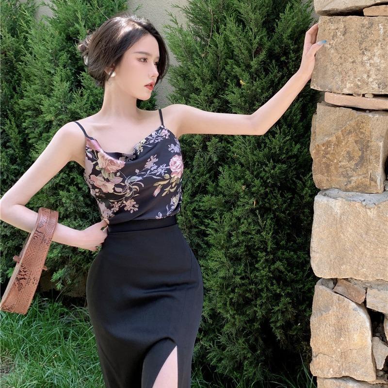 Jiashucheng Áo Hai Dây Họa Tiết Hoa Phong Cách Pháp Cổ Điển Hợp Thời Trang Cho Nữ