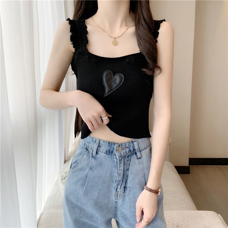 Jiashucheng Áo Dệt Kim Hai Dây Cổ Chữ U Màu Sắc Tương Phản Thời Trang Mùa Hè Cho Nữ